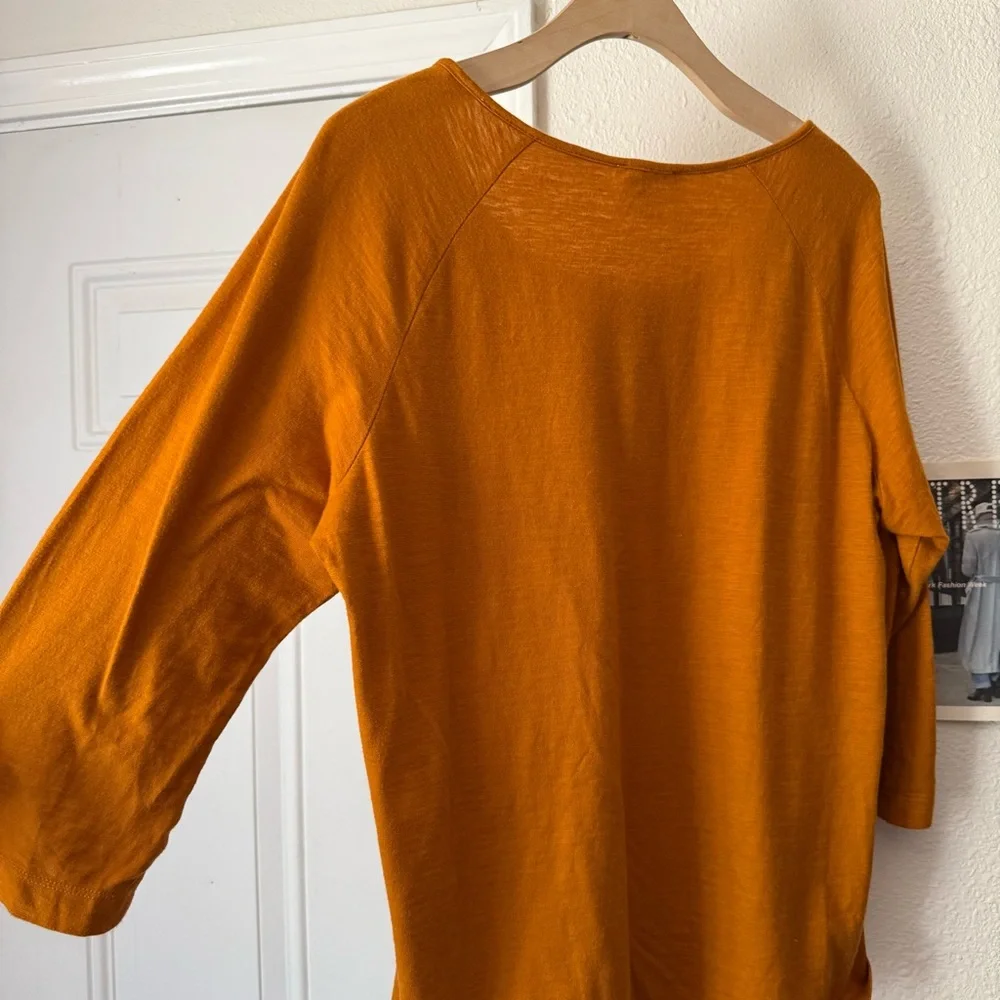 OSKA mustard marigold orange yellow slub cotton scoop long‎ sleeve tee